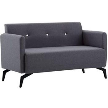 Divano a 2 Posti Rivestito in Stoffa 115x60x67 Grigio Scuro
