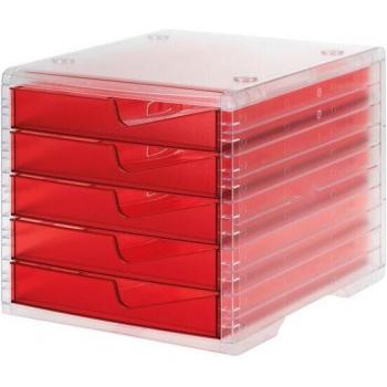 Styro Schubladenbox styrowingsbox 5 Schübe light transparent/cranberry