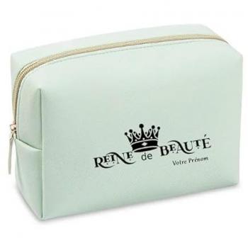 Pochette de maquillage Vert pastel motif Reine de beauté - TAPERSO
