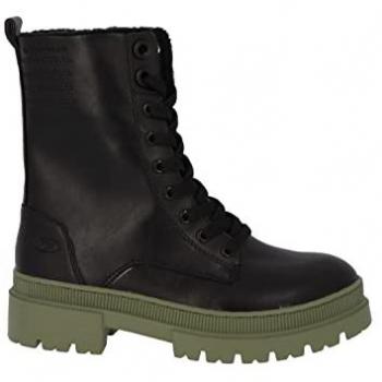 TOM TAILOR Schnürstiefel in Schwarz und Oliv