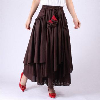 Vestido Retro Medieval Lino Volantes Negra