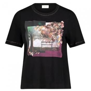 Cartoon T-Shirt mit Platzdruck und kurzen Ärmeln