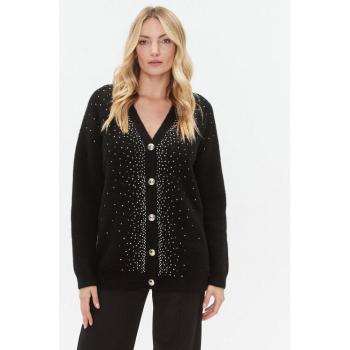 Strass-Embellished Wool Blend Cardigan