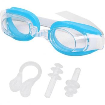 Adjustable Anti-Fog Waterproof UV Protection Swimming Goggles Set for Adults with Nose Clip and Ear Plugs