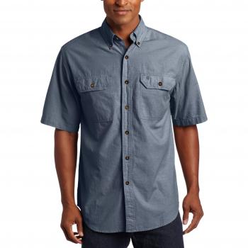 Carhartt Fort Solid Kurzarmhemdeintrag – Dunkelblau Chambray, S