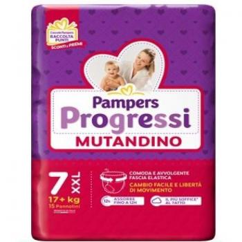 Paños Desempeño Pampers Progressi 7XL, 15 piezas, peso máximo 17 kg