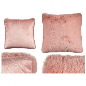 Coussin rose cuir synthétique cheveux synthétiques 40 × 40 cm