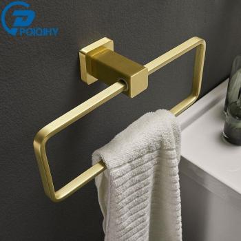 POIQIHY Nordic Style Brushed Gold Towel Rack
