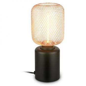Rist Tischlampe, Schwarz und Roségold, 22 cm, Metall
