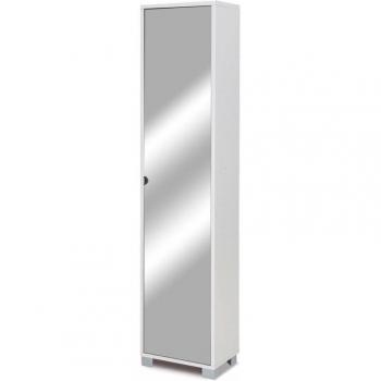 Armadio Bianco Fiammato 1 Anta con Specchio 43x190x29 cm