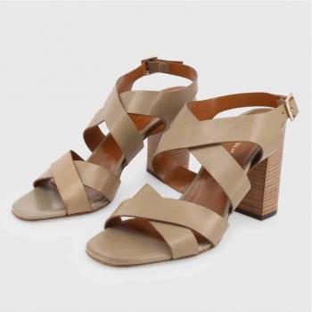 Stylish Brown Leather High Heel Sandals for Women, Size 10 US