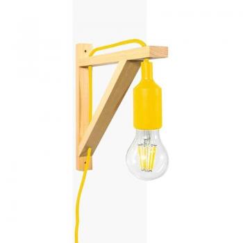 Luminaria scandinava Yojo – cadre en bois suspendu – couleur jaune