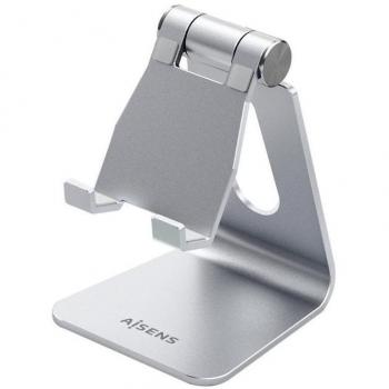 AISENS - Soporte De Sobremesa Tamaño M Ajustable (1 Pivote) Para Movil / Tablet, Plata