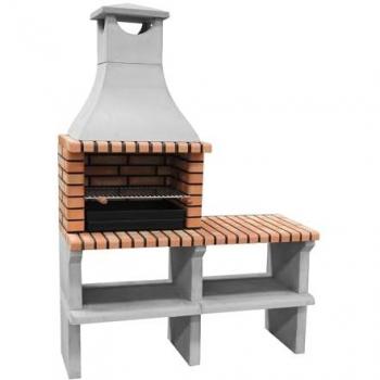 MAESTRO FERRETERO - Barbacoa de Obra Prefabricada para Leña y Carbón Modelo Sines XL (Gris, Naranja - 535 x 144 x 58 cm) REF: 3530/3