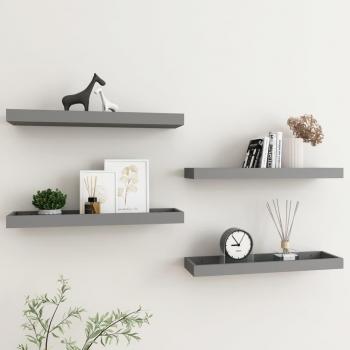 Loggia Wandregale (4‑teilig) – 60 × 15 × 4 cm – graues MDF