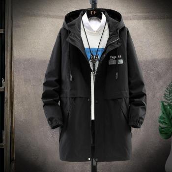 Men's Loose Fit Long Jacket with Letter Print - 10XL