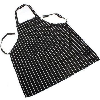 Adjustable Black Stripe Chef Apron with Two Pockets