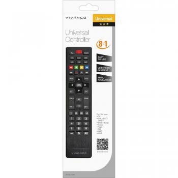 Universalfernbedienung Vivanco 8-in-1, Infrarot, Schwarz