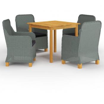 Conjunto de comedor para jardín 5 piezas gris claro