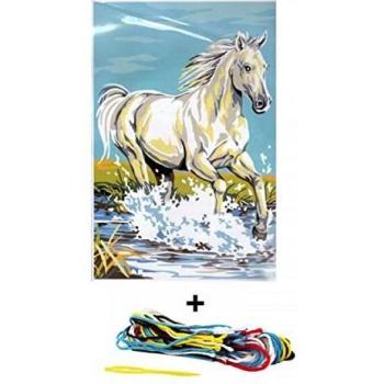 Kit canevas 30 x 40 cm Seg de Paris modèle cheval blanc