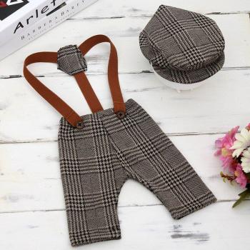 0-3M Baby Boys Cotton Photo Prop Outfit with Pants and Hat - 2 Piece Set