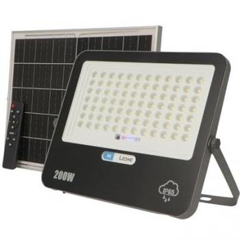 Foco Proyector LED Solar 200W IP65 con Sensor Crepuscular y Control Remoto Blanco Frío 6000K - Iluminashop