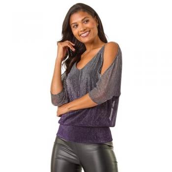 Chemise Plissée Violette Métallique