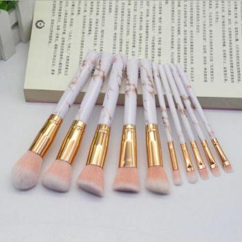 10-Piece Makeup Brush Set - Includes Concealer, Eyeshadow, and Foundation Brushes