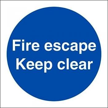 CASTLE SAFE Fire Escape Keep Clear Sign Vinyl 100mm x 100mm SS007SA