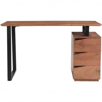 Scrivania in legno massello acacia e metallo nero 3 cassetti L130 cm HORACE