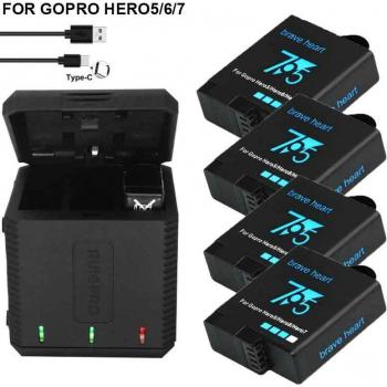 Akku für GoPro Hero 8 7 6 5 schwarz + USB LED Ladegerät