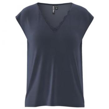 Kurzarm-Piece “PCKAMALA LACE V‑Neck TEE” – Jersey, 73 % Modal / 27 % Polyester