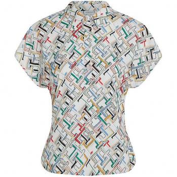 Tommy Hilfiger Women's Monogram Print Blouse - Multicolor, Size S