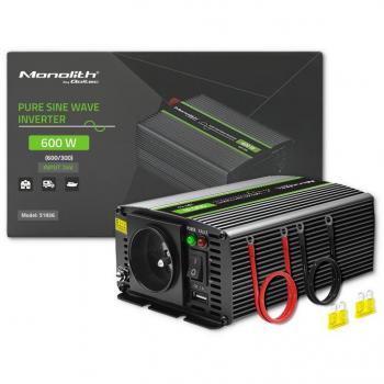 Qoltec Monolith Inversor de Corriente Auto 600W Negro