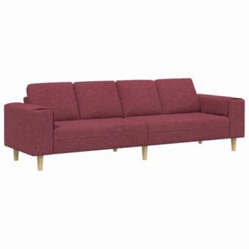 Canapé 4 Places Tissu Bordeaux 250 x 188 x 76 cm