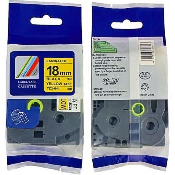 TZe-641 18mm Black on Yellow Laminated Label Tape (2-Pack)