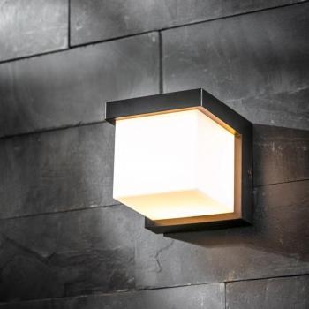CGC Lighting CGC ADDISON Black Cube PIR Motion Sensor LED Outdoor Wall Light 4000k Natural White Integrated LED IP65
