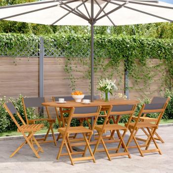 VidaXL 8-Piece Folding Garden Chair Set Anthracite Fabric and Solid Wood