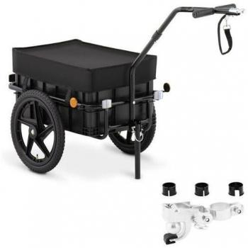 Wózek przyczepka rowerowa transportowa z pudełkiem i odblaskami do 35 kg + plandeka