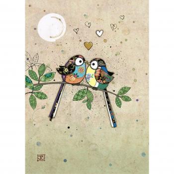 Carte double de luxe Bug Art D187 - Baiser d'oiseau