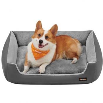 Feandrea Dog Bed PGW004G02 - Washable Dog Sofa Bed with Removable Reversible Cushion, Raised Edges, Non-Slip Bottom, Slate Grey and Dove Grey, 85 x 65 x 21 cm