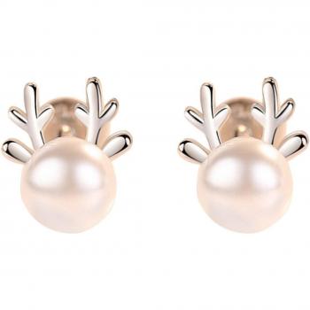 Pendientes de alce con perlas modernas