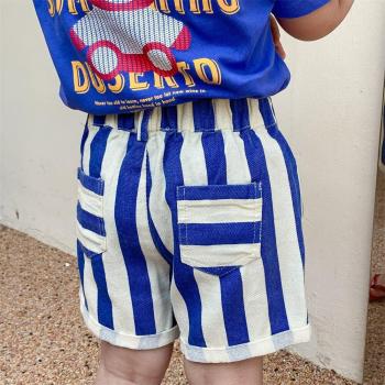 Korean Vertical Stripe Washed Cotton Denim Shorts for Kids 2-7 Years - Summer 2022 Collection