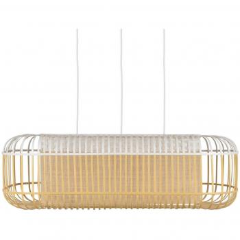 Forestier White and Natural Bamboo Oval Pendant