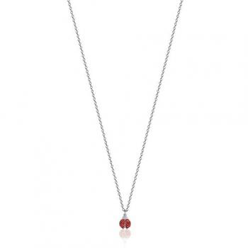 Collana Bambino Coccinella in Acciaio Argento e Cristallo - Luca Barra JC113