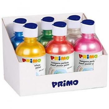 Box 6 tempera colori perlati 300ml colori assortiti PRIMO