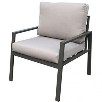 Salotto da esterno 4 posti in alluminio con tavolo effetto doghe Aiace - DarkGrey