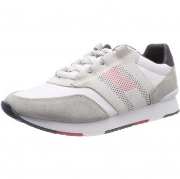 Tommy Hilfiger Herren CORPORATE MATERIAL MIX RUNNER Sneaker - Weiß (White 100) - Größe 42 EU