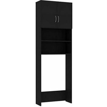 VidaXL Waschmaschinenschrank Schwarz 64x25,5x190 cm aus Holzwerkstoff