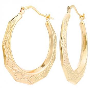 Gold Classic 9ct Yellow Gold Textured Hoop Earrings